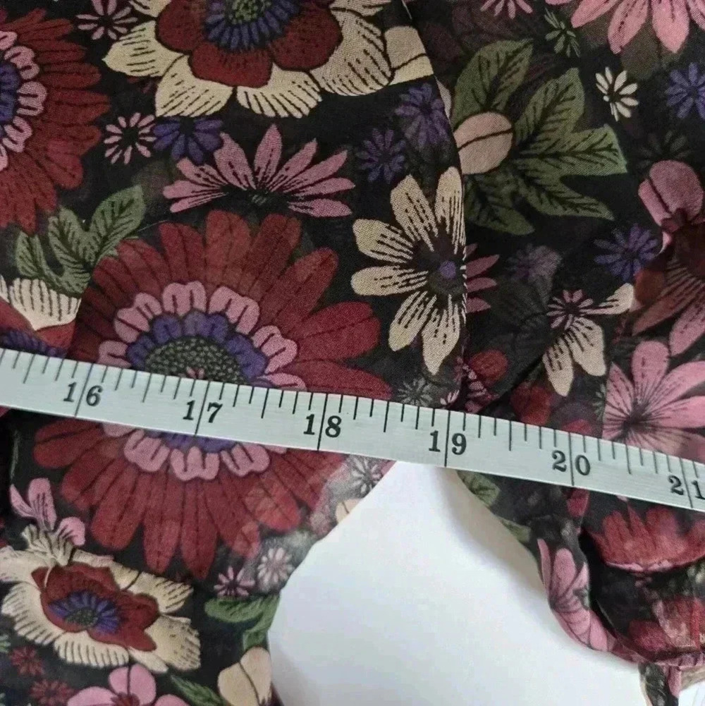 Boho 70s floral sheer cover up robe size Large - Picture 8 of 9